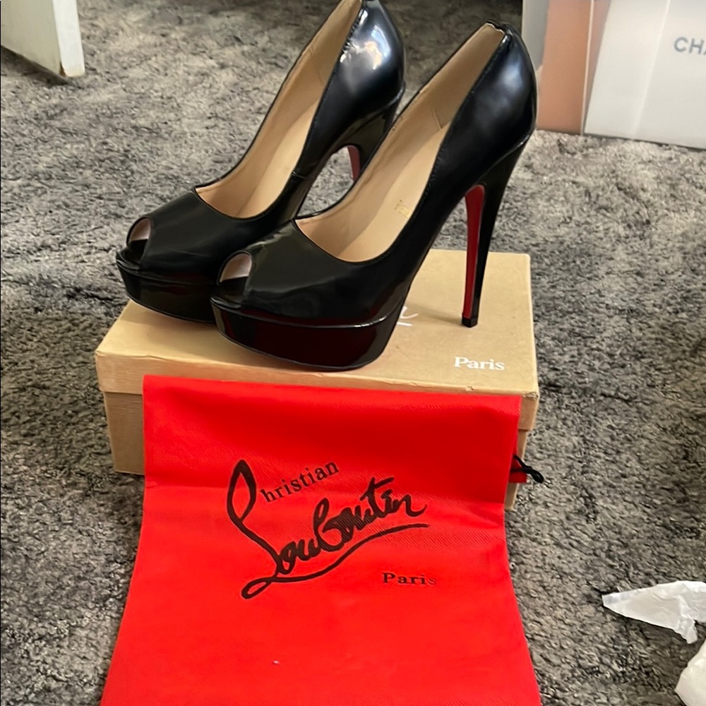 Christian Louboutin Black Peep Toe Heels
